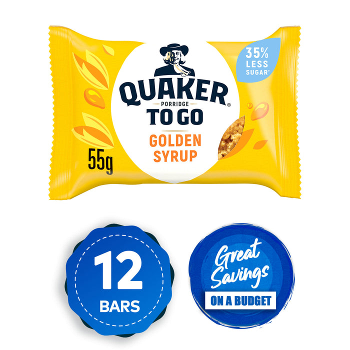 Quaker Breakfast Bar Porridge To Go Cereal Golden Syrup Oat 12 x 55g - Image 9