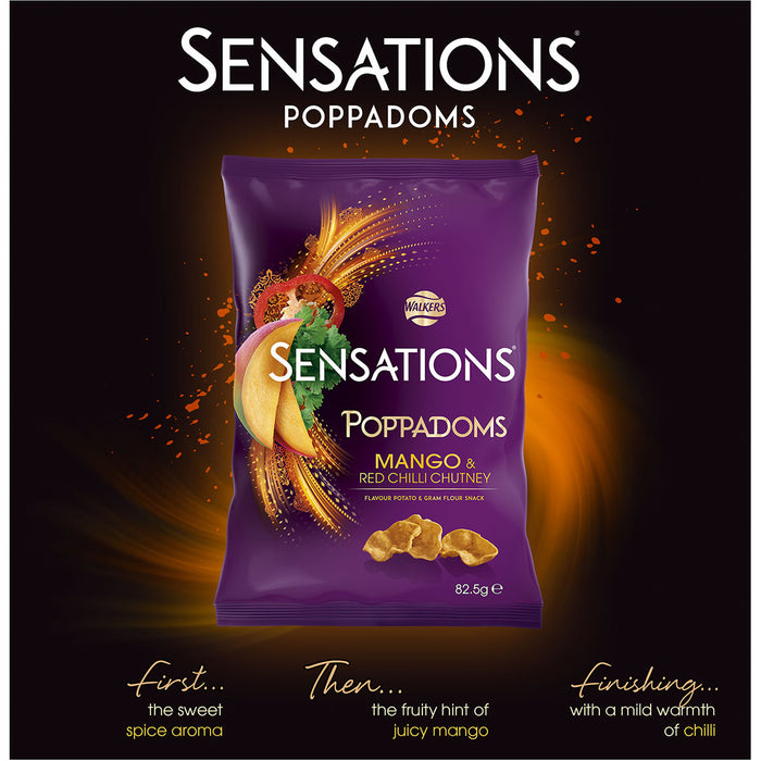 Sensations Chips Poppadoms Snack Mango Chilli Chutney 9 x 82.5g - Image 4