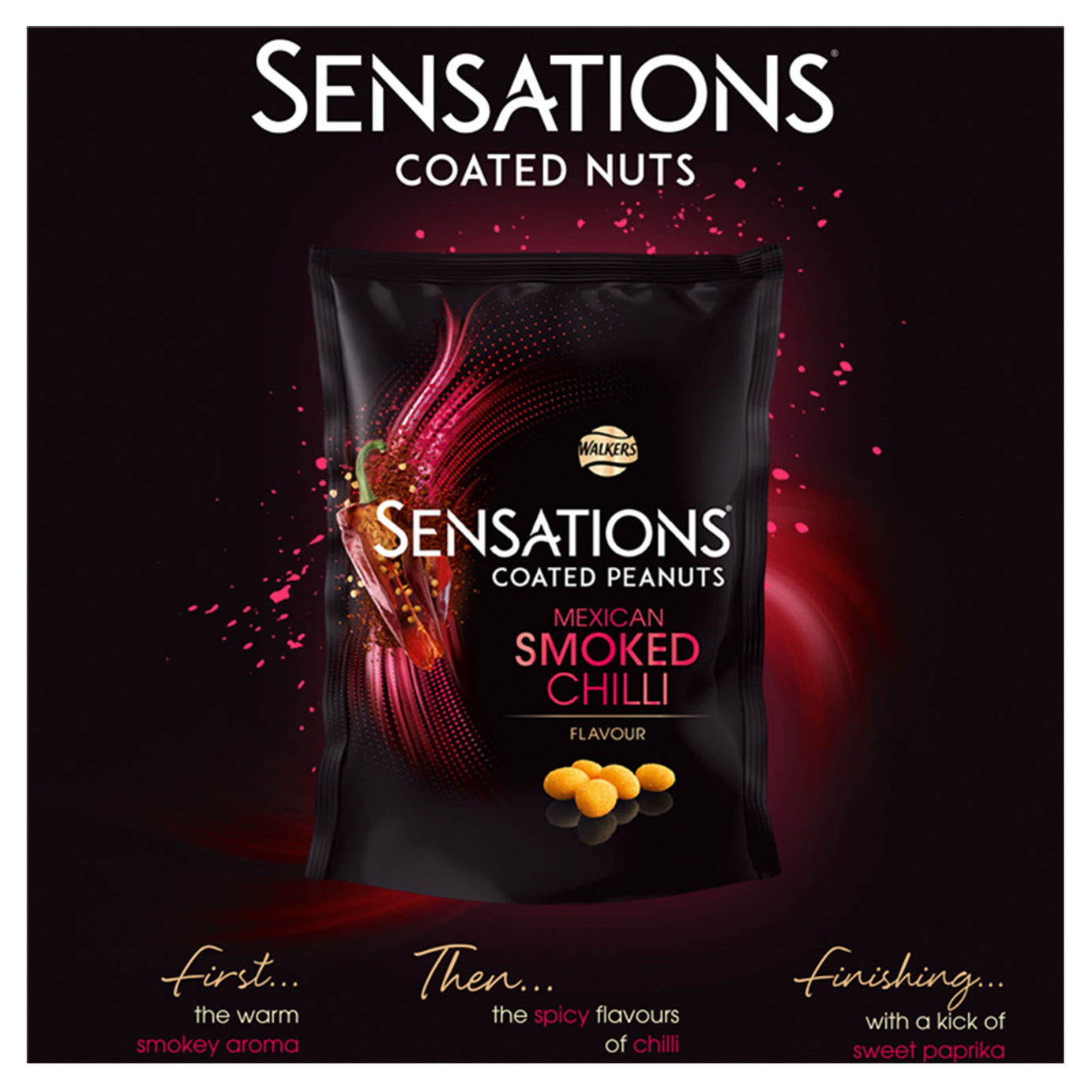 Sensations Peanuts Snack Smoked Chilli Coated Bundle of 8 x 150g Bags - Image 2