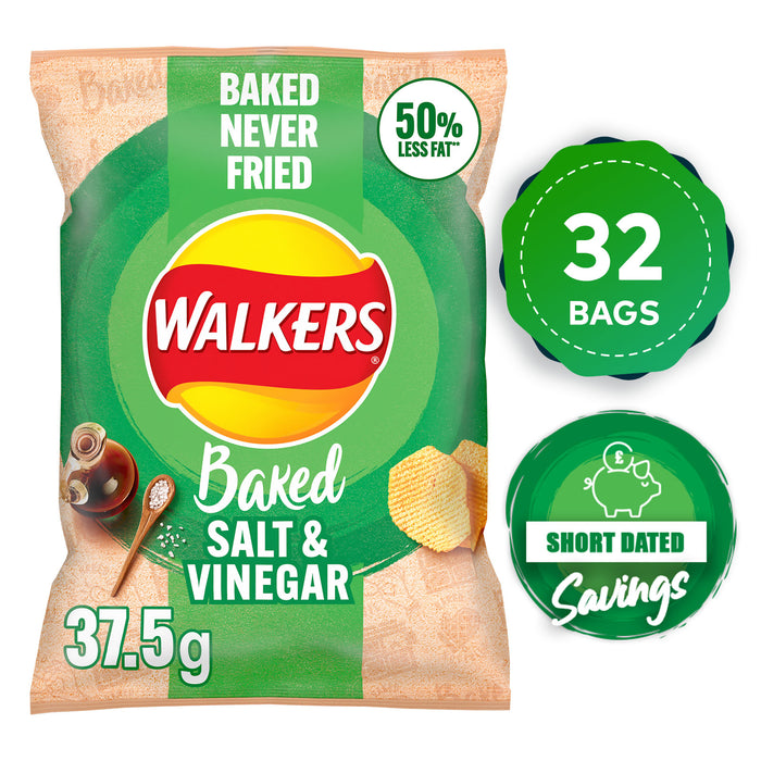 Walkers Baked Crisps Salt & Vinegar Snacks 32 Pack of 37.5g - Image 10