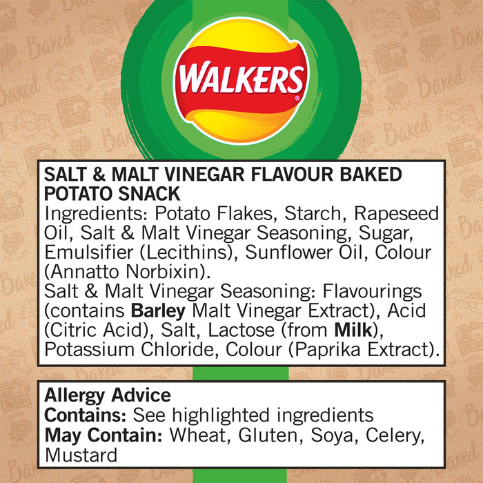 Walkers Baked Crisps Salt & Vinegar Snacks 32 Pack of 37.5g - Image 4
