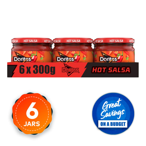 Doritos Crisps Nacho Dip Hot Salsa Tortilla Snack Sauce 6 x 300g - Image 1