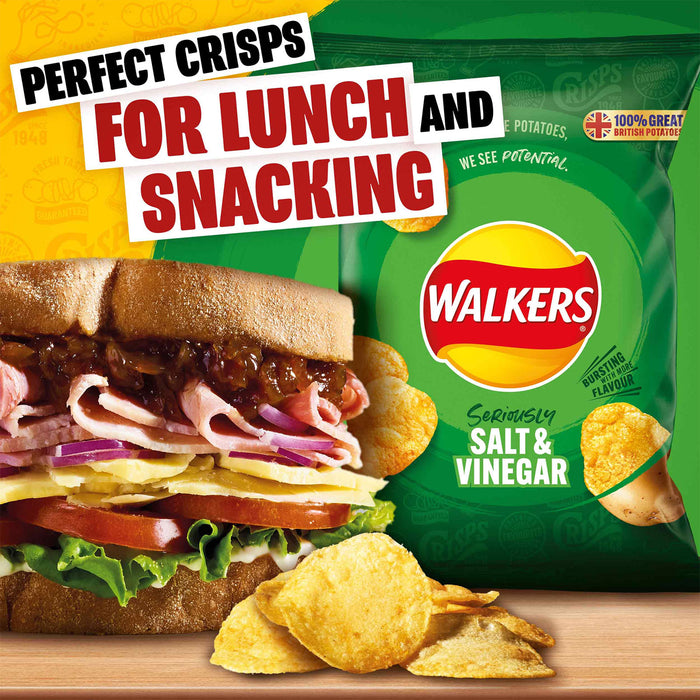 Walkers Crisps Salt And Vinegar Lunch Sharing Snacks 6 Bags x 150g - Image 4