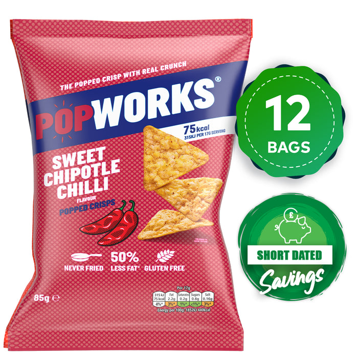 PopWorks Crisps Sweet Chipotle Chilli Popped Snacks 12 Bags x 85g - Image 10