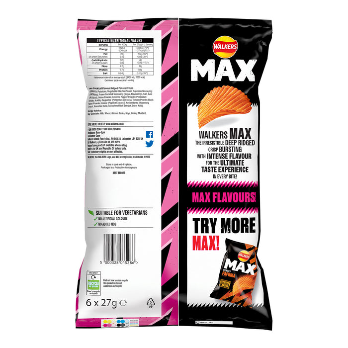 Walkers Crisps Max Strong Spicy Prawn Cocktail Multipack Bundle 72 x 27g - Image 2