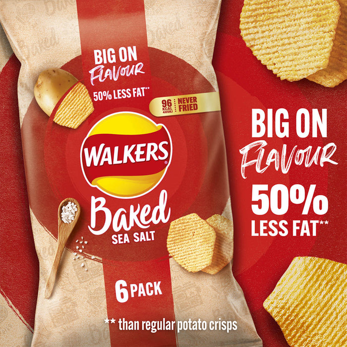 Walkers Crisps Oven Baked Sea Salt Flavour Sharing Snacks 108 Bags - Image 3