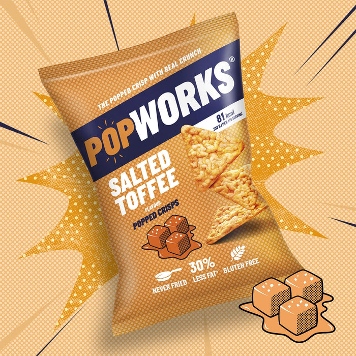 PopWorks Crisps Salted Toffee Sharing Popped Snacks 12 Bags x 85g - Image 9
