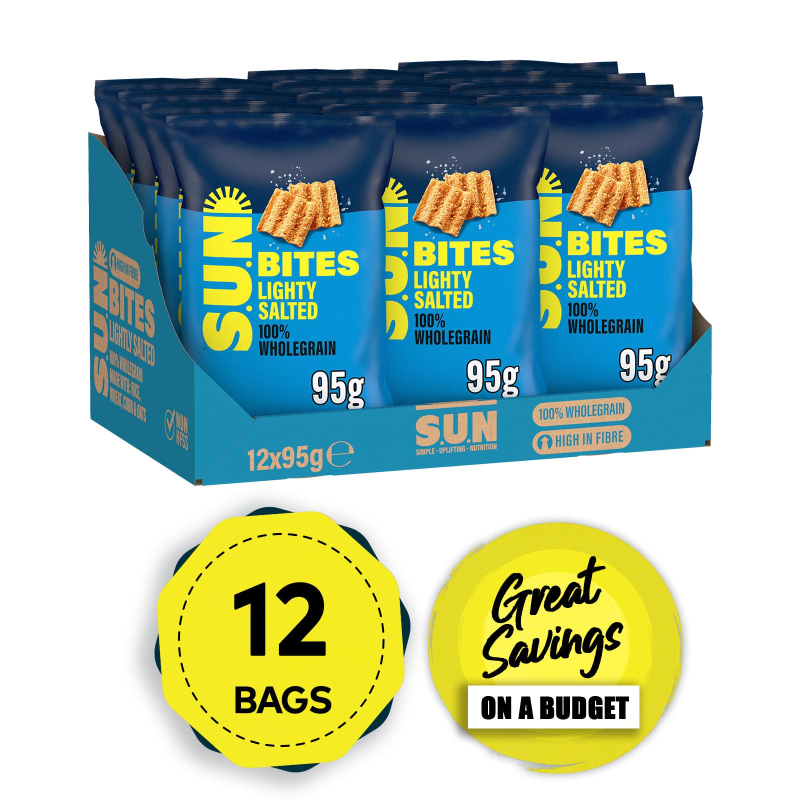 Sunbites Snacks Lightly Salted Wholegrain Sharing Bag Crisps 12 x 95g - Image 1