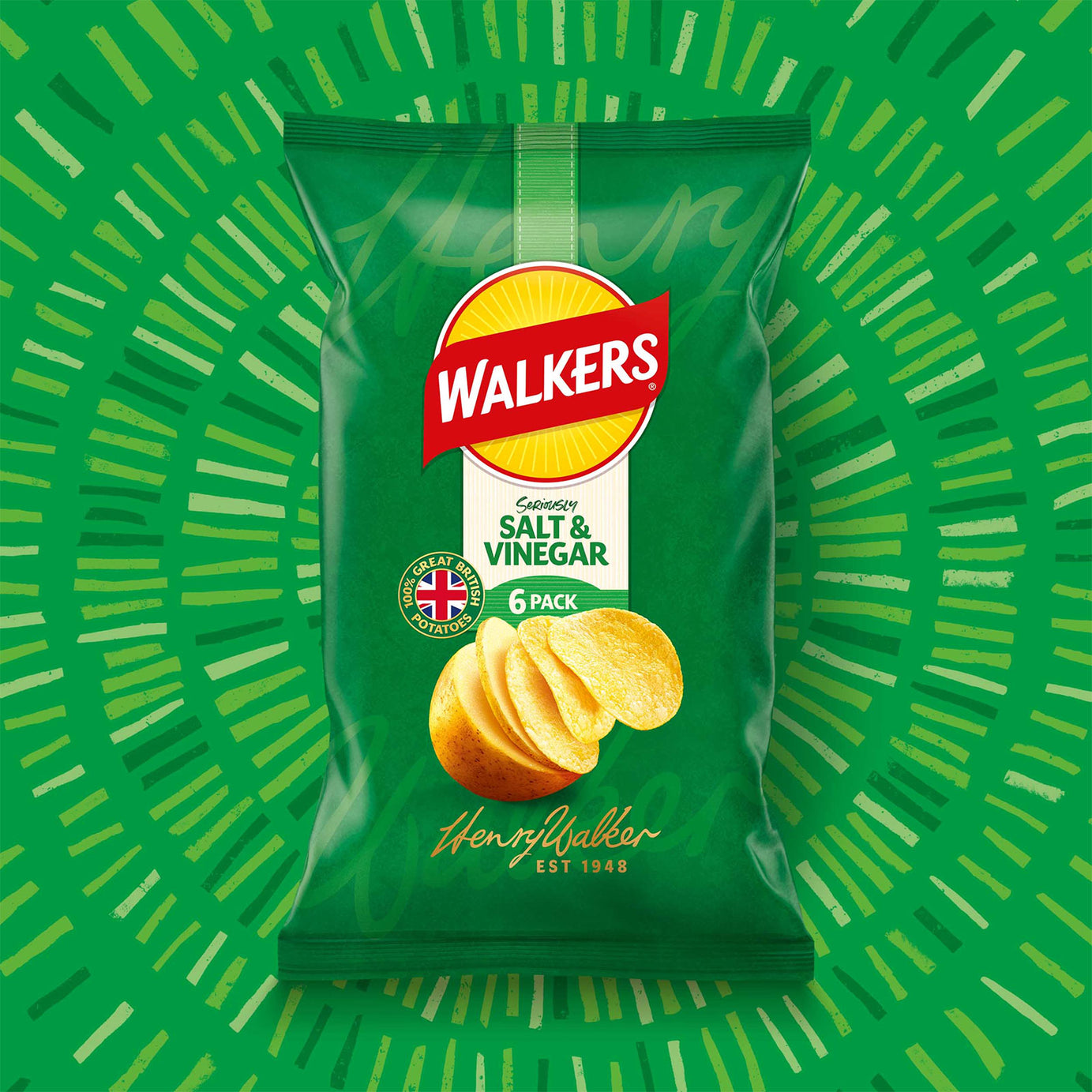 Walkers Crisps Salt & Vinegar Sharing Multipack Snacks 108x25g - Image 3