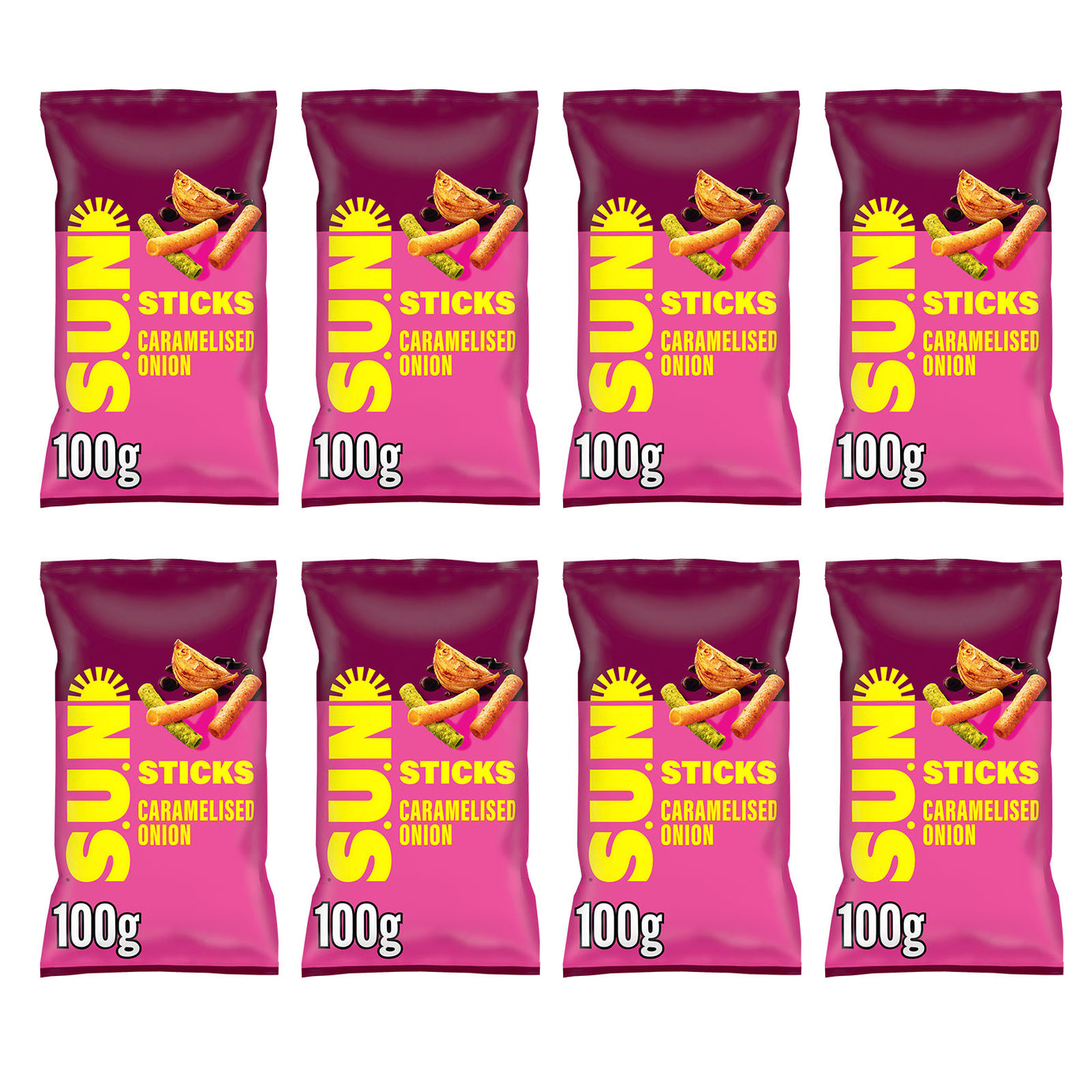 SUN Sticks Snacks Caramelised Onion & Balsamic Vinegar Sharing Bag Crisps 8x100g - Image 3