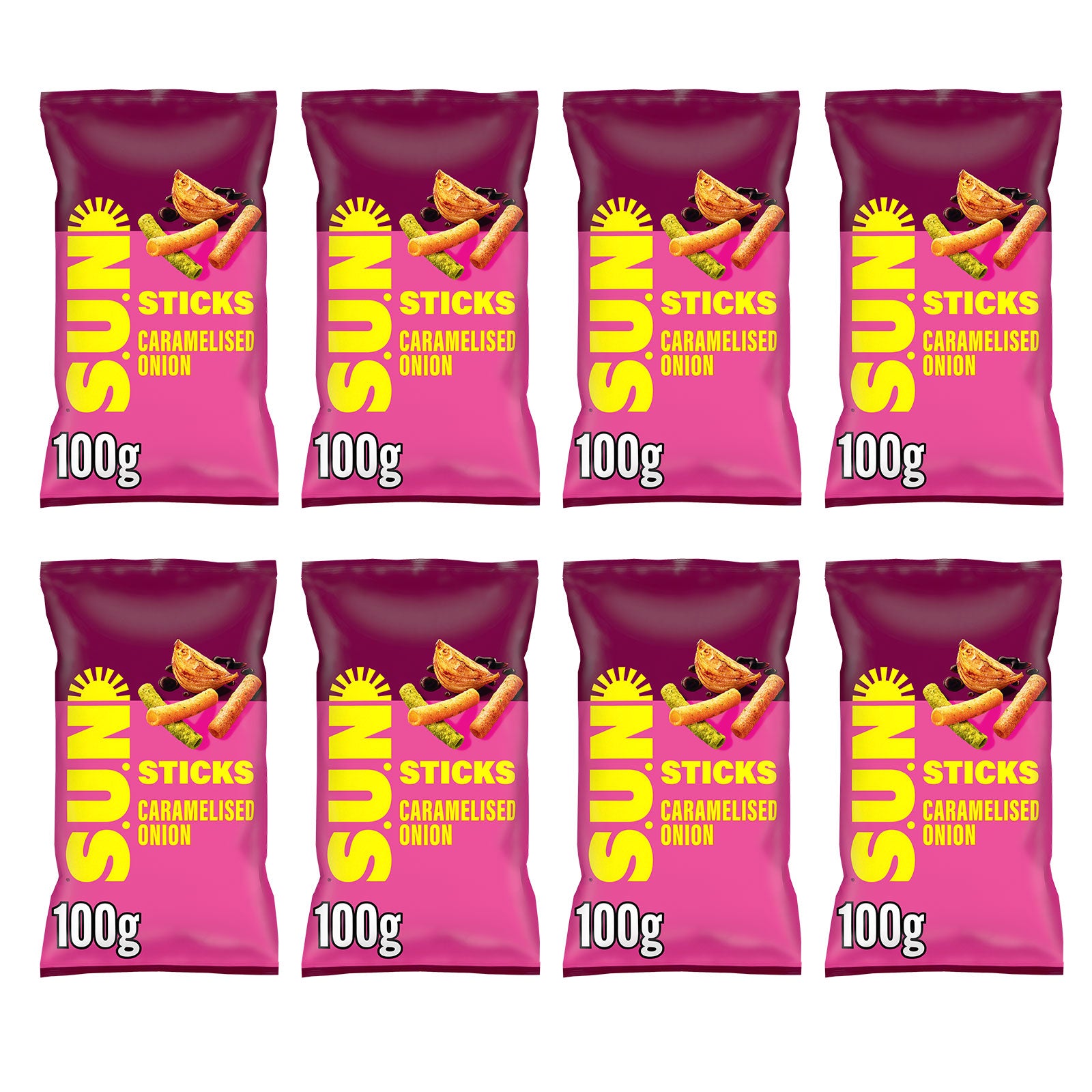 SUN Sticks Snacks Caramelised Onion & Balsamic Vinegar Sharing Bag Crisps 8x100g - Image 3