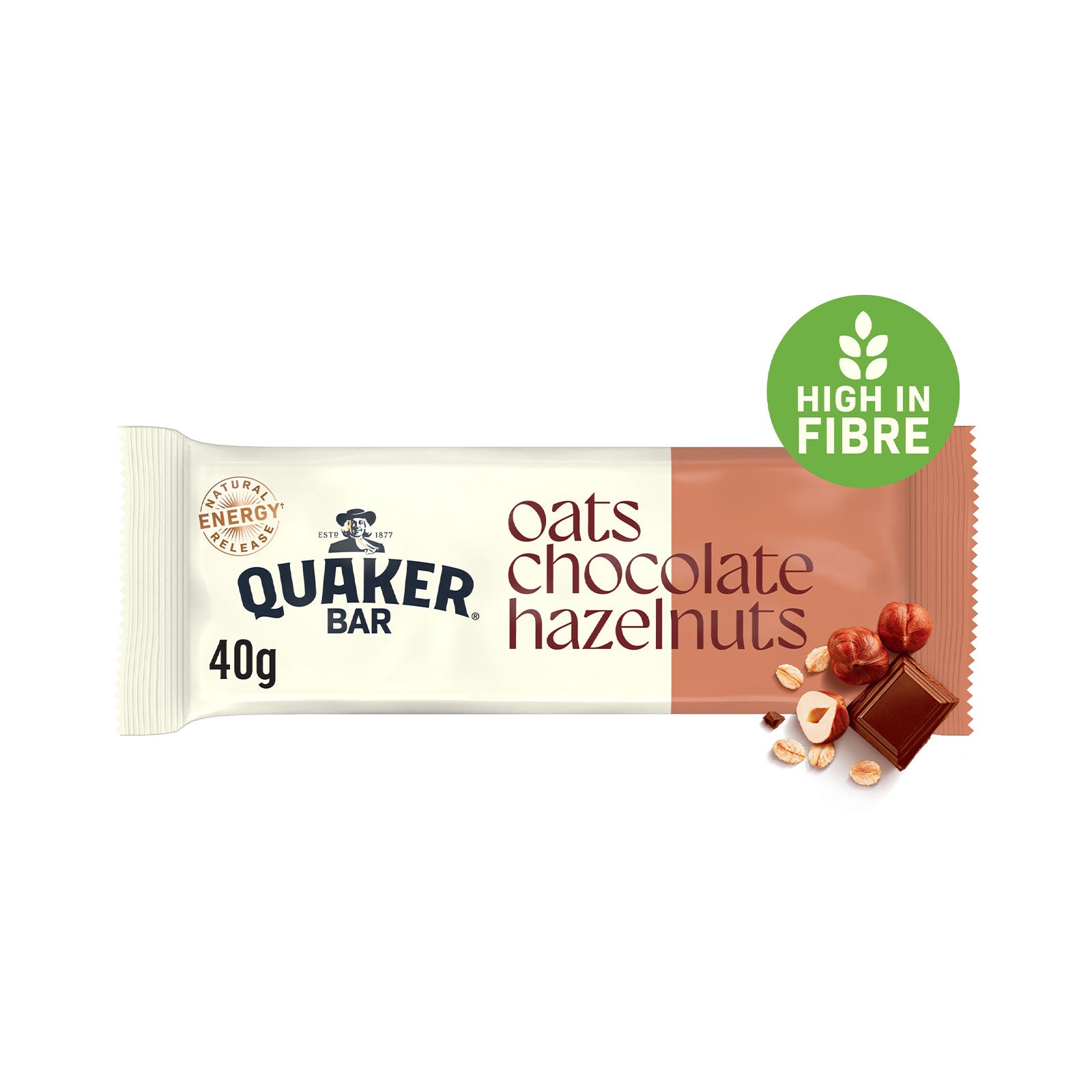 Quaker Breakfast Bar Oat Cereal Bar with Chocolate & Hazelnuts 20 x 40g - Image 2