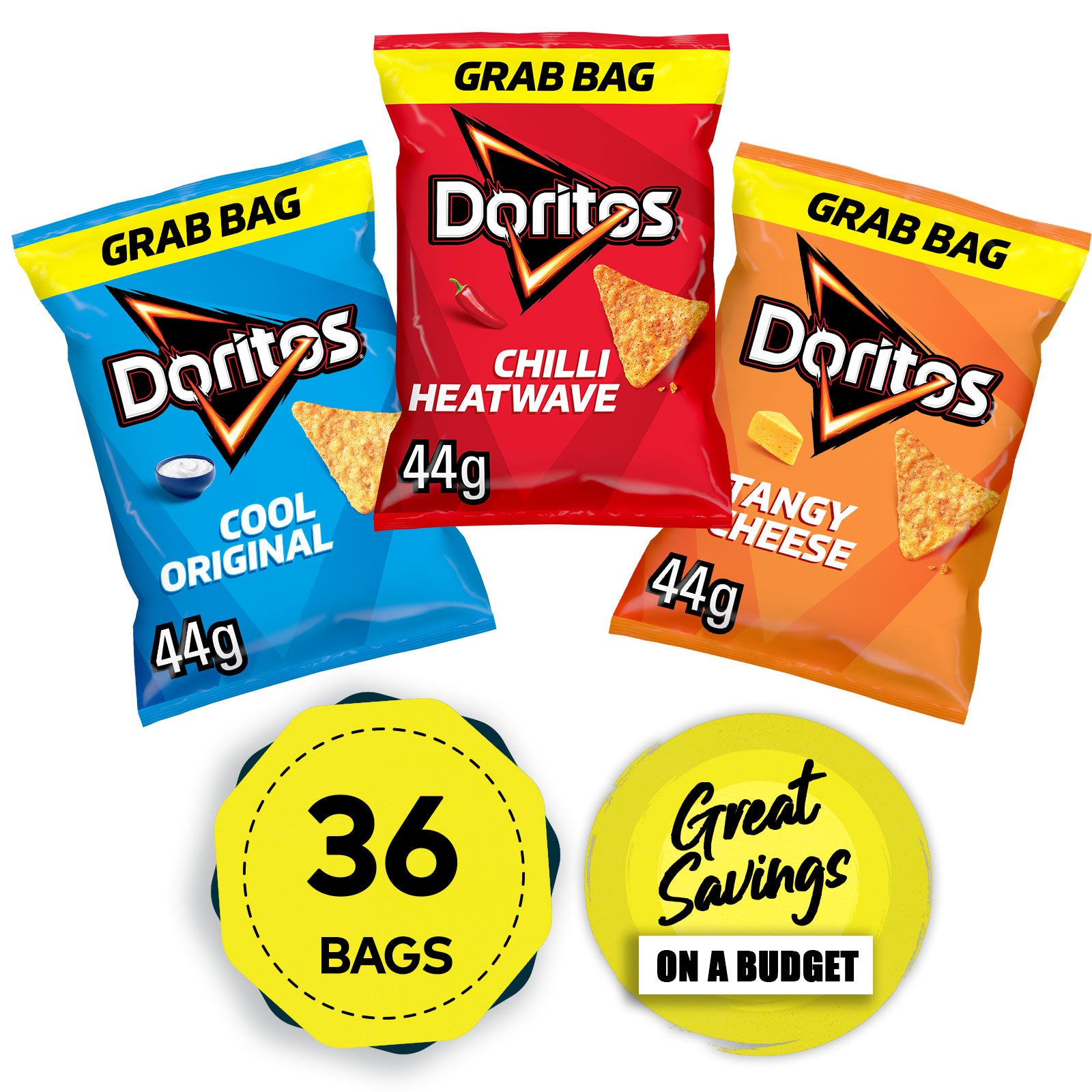 Doritos Tortilla Chips Tangy Cheese Chilli Heatwave Bundle 36 x 44g - Image 1