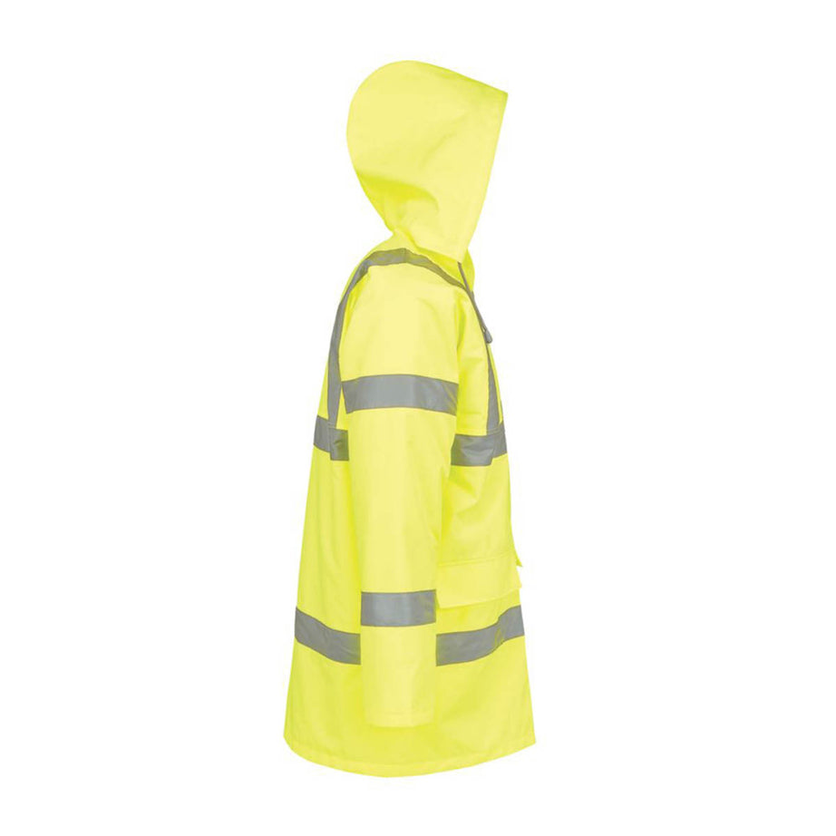 Site Hi-Vis Traffic Jacket Mens Yellow Waterproof Safety Coat Medium 51" Chest - Image 3