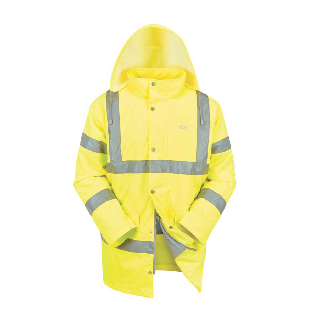 Site Hi-Vis Traffic Jacket Mens Yellow Waterproof Safety Coat Medium 51" Chest - Image 5
