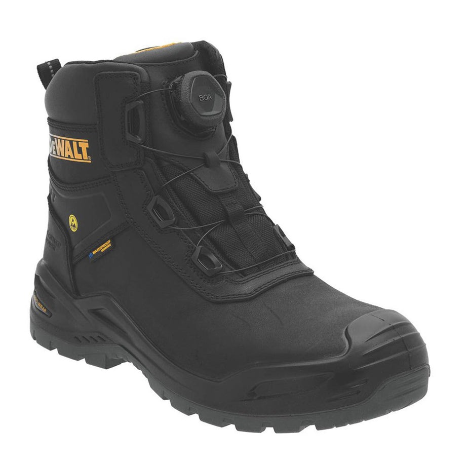 DeWalt Safety Boots Mens Wide Fit Black Leather Waterproof Composite Toe Size 9 - Image 1