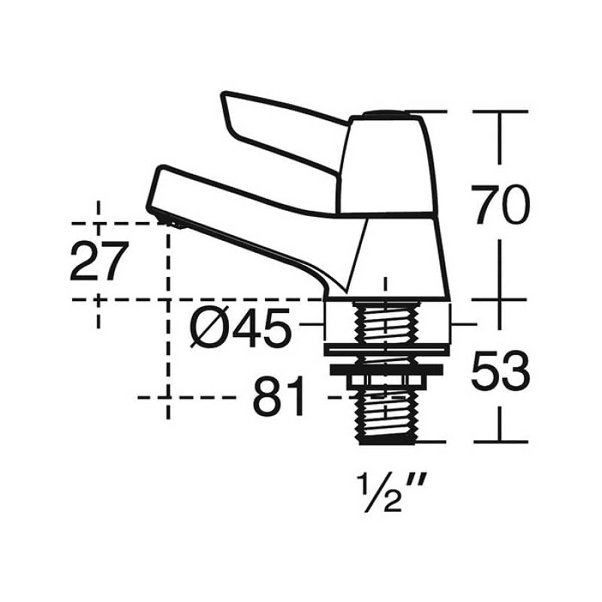 Bathroom Basin Pillar Taps Chrome Lever Brass Hot Cold Pair Traditional - Image 2