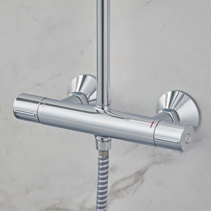 Mixer Shower System Thermostatic Chrome Dual Twin Round Head Modern Single Spray - Image 4