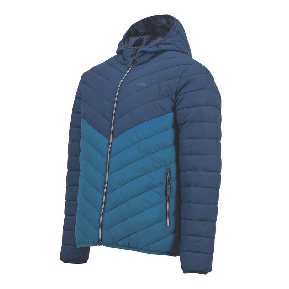 Site Work Jacket Mens Blue Lightweight Water Repellent Hooded Medium 46.5"Chest - Image 1