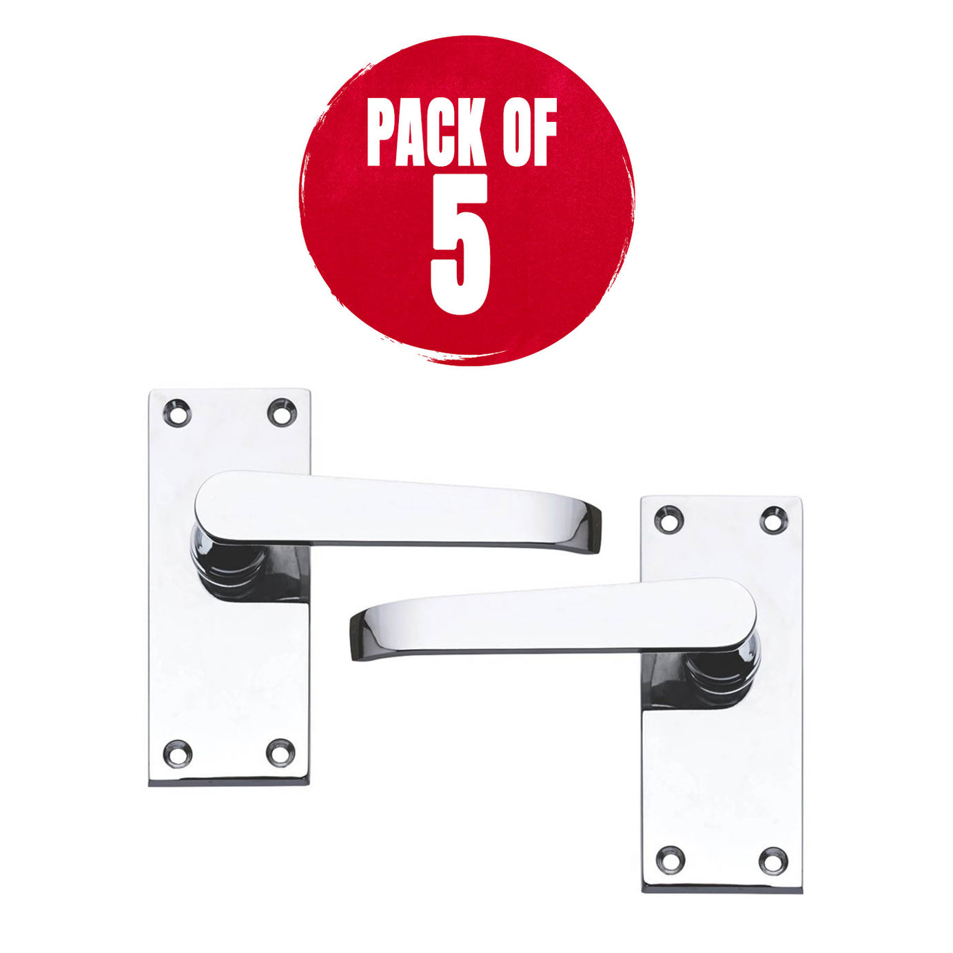 Smith&Locke Door Handles Polished Chrome Internal Use Compact Durable 5 Pack - Image 1