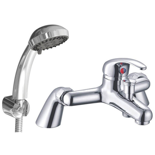 Bath Shower Mixer Tap Chrome Contemporary 1/4 Turn Lever Handle Round 5 Bar - Image 1