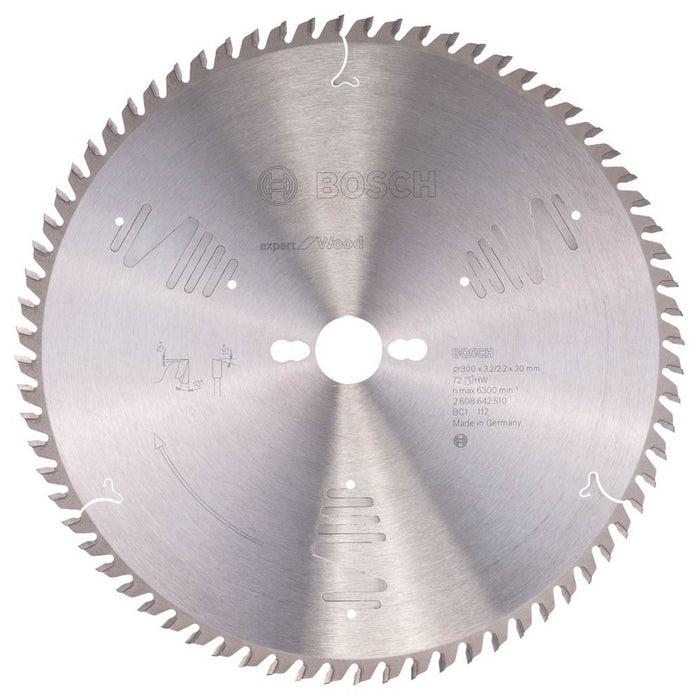 Bosch Circular Saw Blade Wood Extra Fine Cut Carbide Teeth 300 x 30mm 72T - Image 1