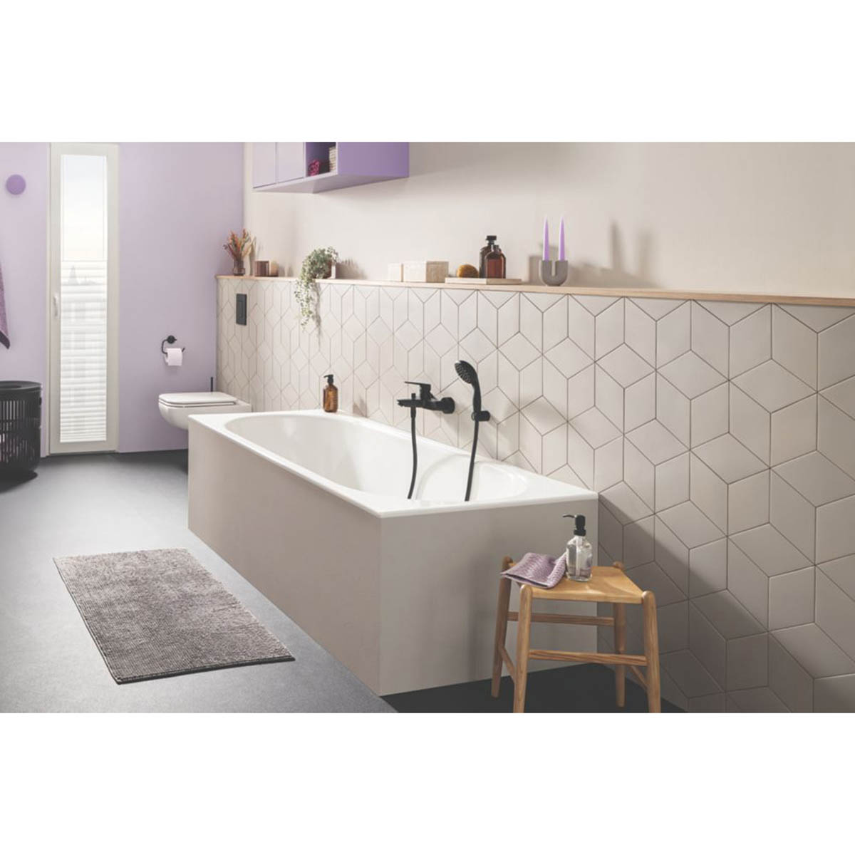 Grohe Shower Mixer Tap Single Lever Matt Black Brass Wall Mounted Modern 140mm - Image 2