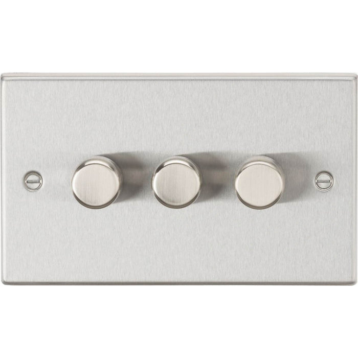 Knightsbridge  3-Gang 2-Way LED Intelligent Dimmer Switch  Brushed Chrome - Image 1