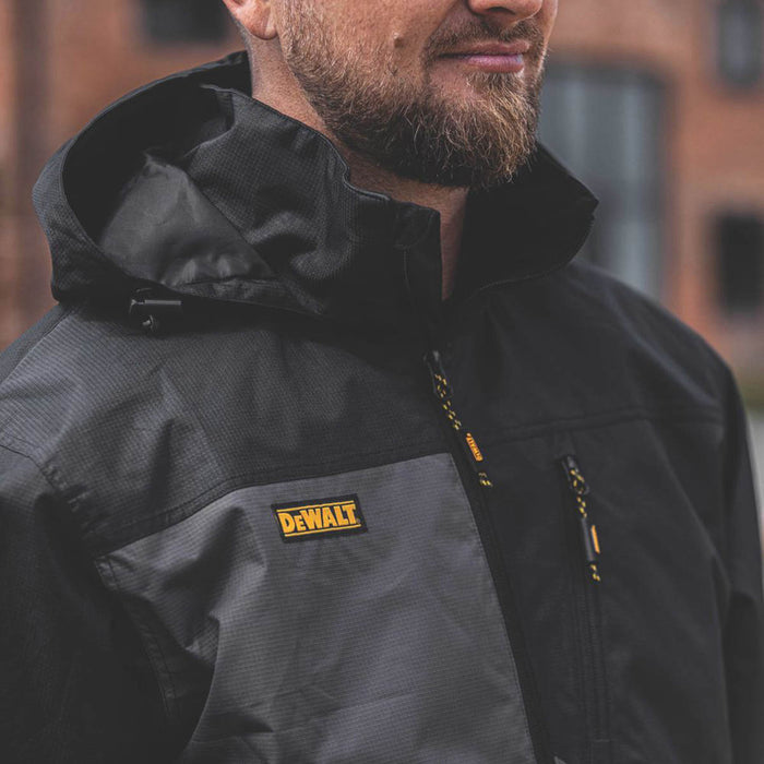 DeWalt Southampton Waterproof & Breathable Jacket Black/Grey X Large Size 45-47" Chest - Image 5