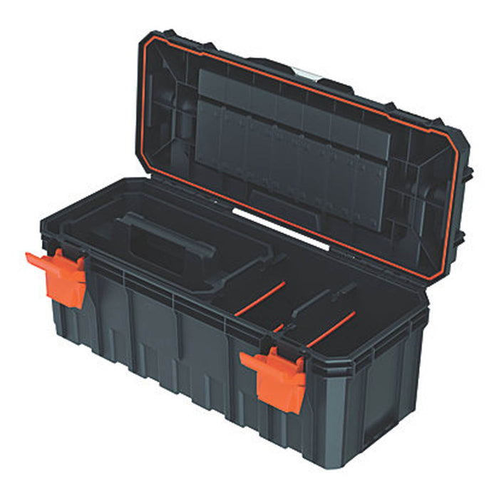 Magnusson Tool Box Black Plastic Weatherproof Organiser Chest Tote Tray 26" - Image 2