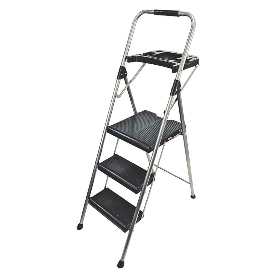 Werner Step Ladder 3 Tread Platform Steel Foldable Compact Stool Portable 0.73m - Image 1