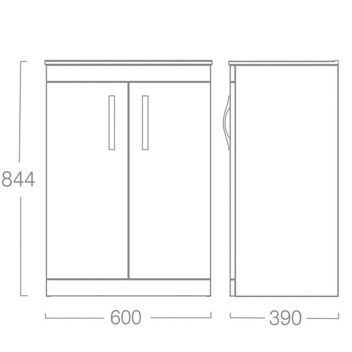 Bathroom Under Sink Cabinet Freestanding Vanity Unit White 600 x 390 x 844mm - Image 4