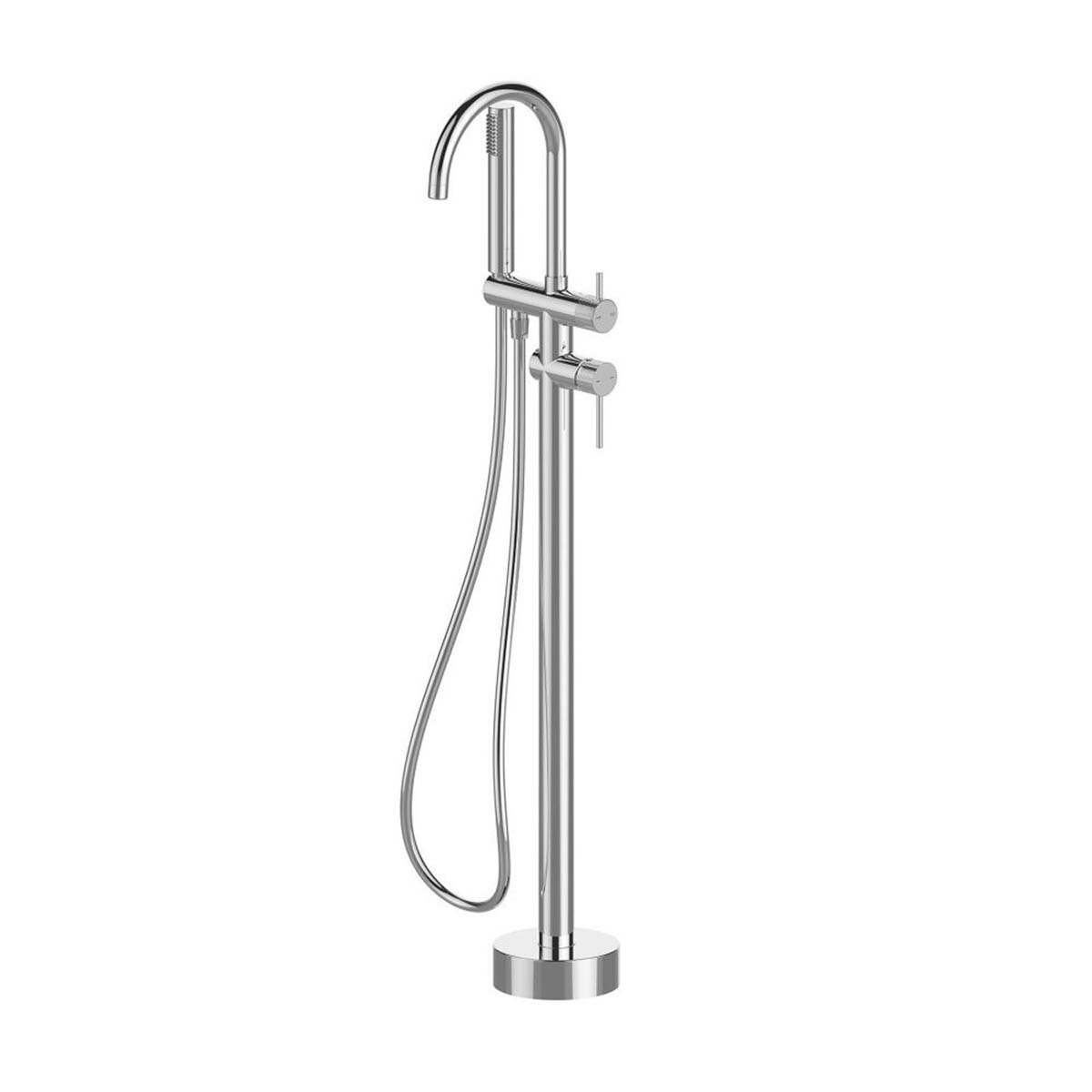 Swirl Bath Filler Tap Shower Mixer Chrome Double Lever Floor Mounted Bathroom - Image 1