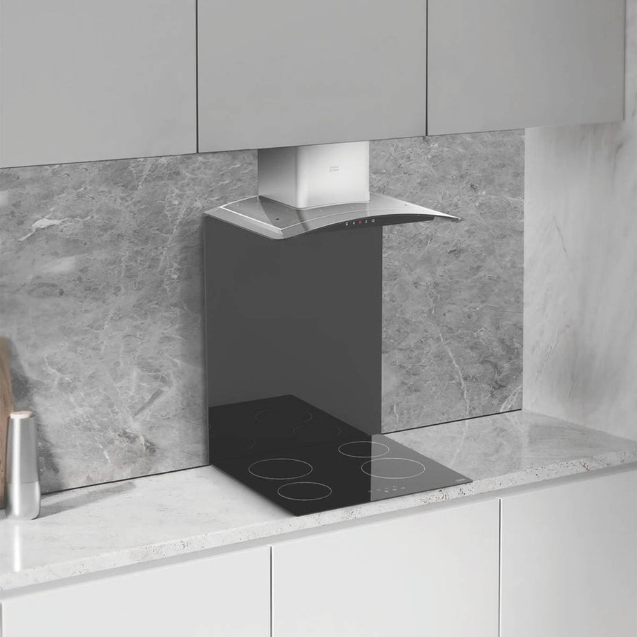 Cooke & Lewis Hob Hood Splashback 3 In 1 Black Glass 56cm Ceramic Curved 4 Zone - Image 2