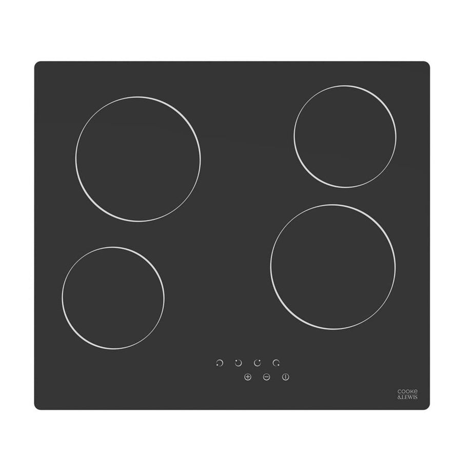 Cooke & Lewis Hob Hood Splashback 3 In 1 Black Glass 56cm Ceramic Curved 4 Zone - Image 6