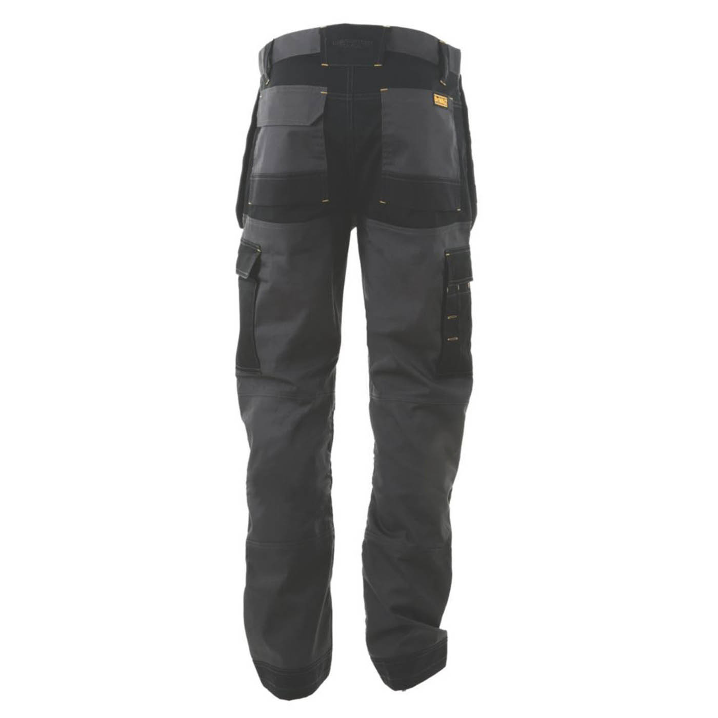 DeWalt Work Trousers Mens Slim Fit Grey Black Multi Pocket Cargo 32"W 33"L - Image 2