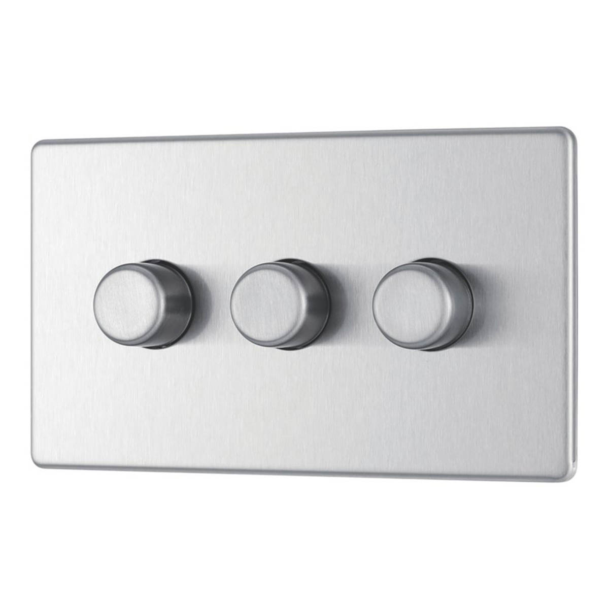 LAP  3-Gang 2-Way LED Dimmer Switch  Brushed Steel with Colour-Matched Inserts - Image 1