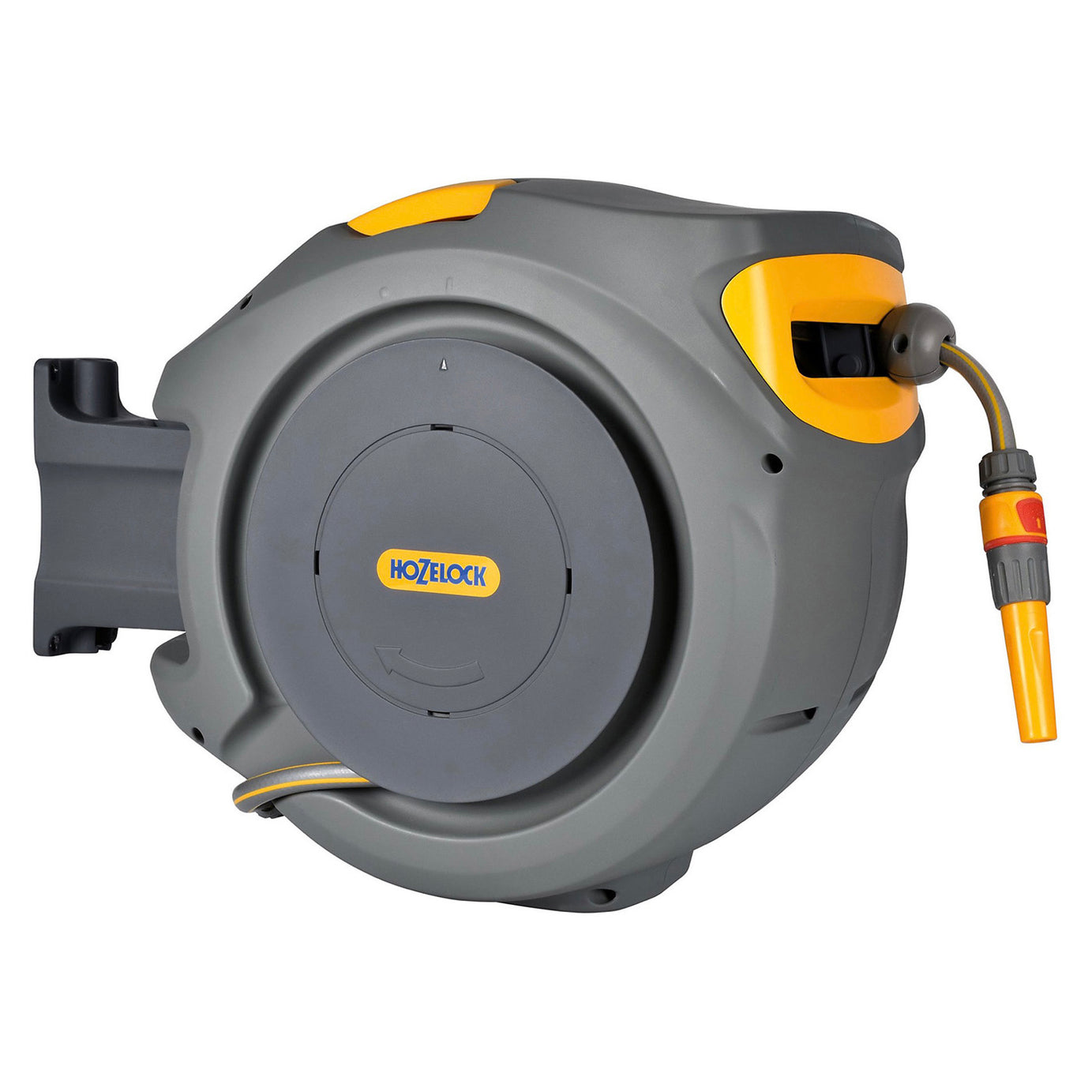 Hozelock Auto-Reel Hose Grey (L)30m Wall-Mounted Fitted Hose Stop Folding - Image 1