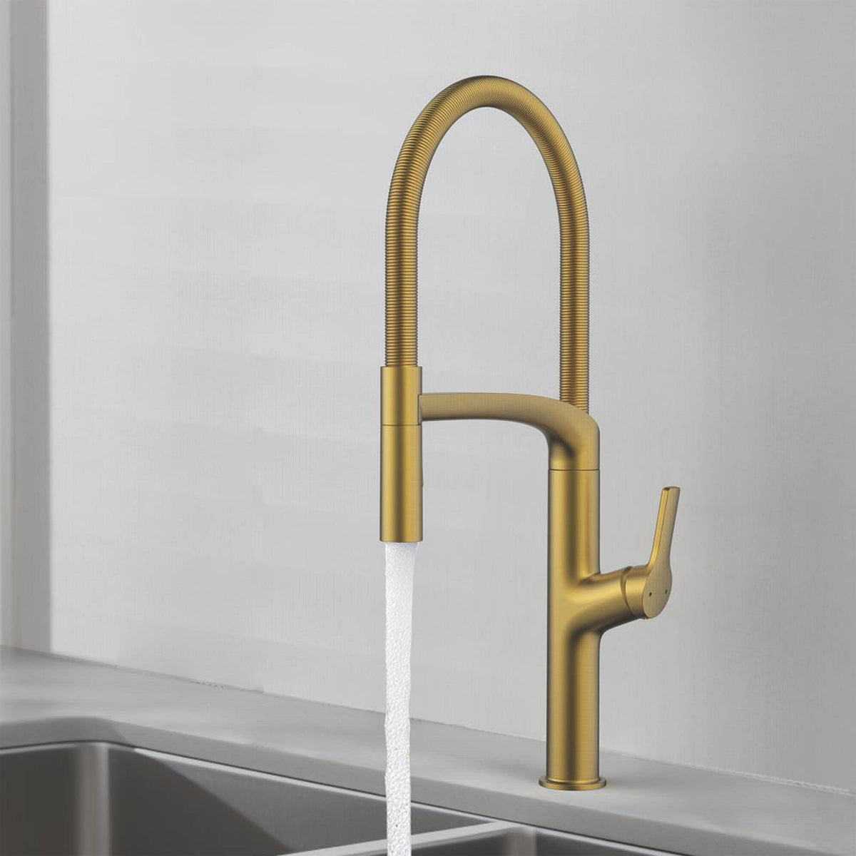 Swirl Kitchen Sink Tap Mixer Brass Effect Pull Out Single Lever Modern Faucet - Image 3