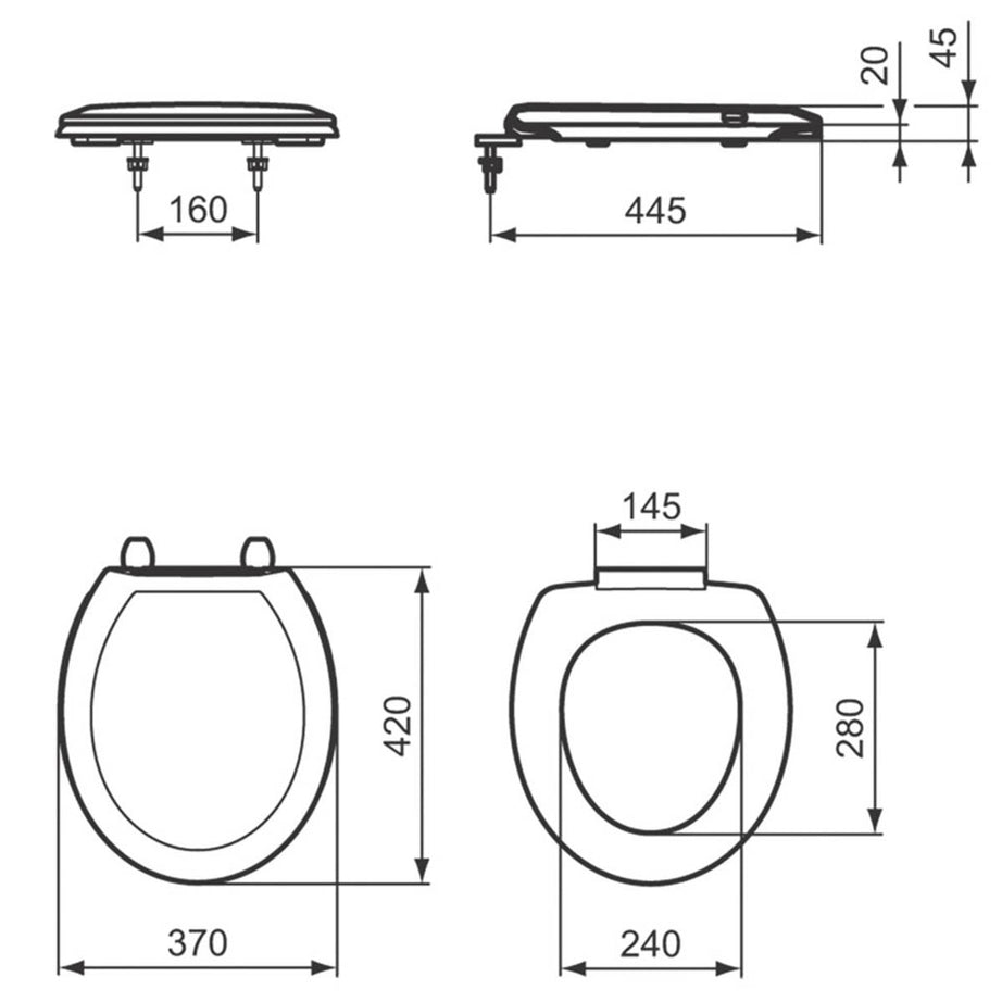 Toilet Seat Oval Lightweight White Duraplast Adjustable Bottom Fix Durable - Image 3