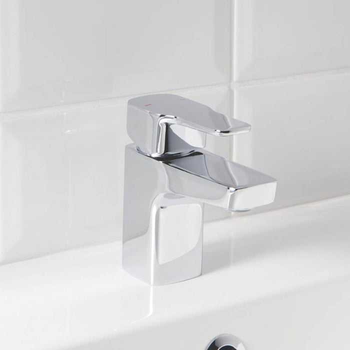 Bathroom Sink Tap Mixer Mini Basin Tap Faucet Modern Silver Brass Square Head - Image 2