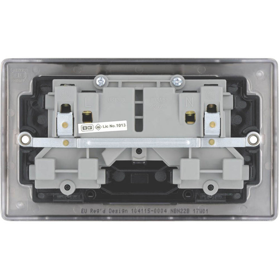 British General Switched Plug Sockets Black Nickel Metal 13A 2-Gang DP 5 Pack - Image 3