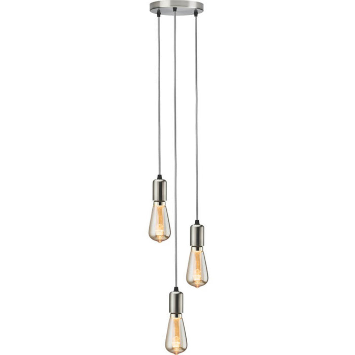 Knightsbridge  Contemporary Style 3-Light Pendant Brushed Chrome - Image 1