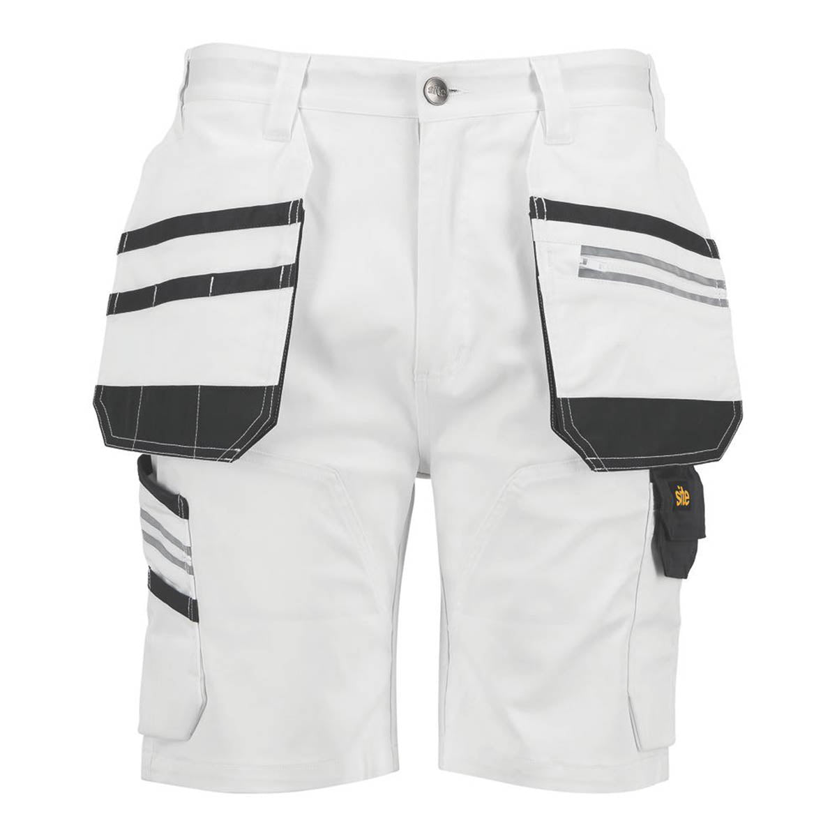 Site Mens Work Shorts White Grey Breathable Stretch Multi Pockets 38" W - Image 1