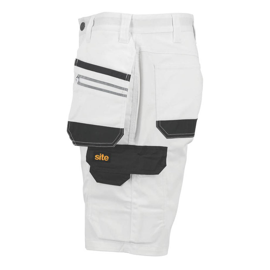Site Mens Work Shorts White Grey Breathable Stretch Multi Pockets 38" W - Image 5