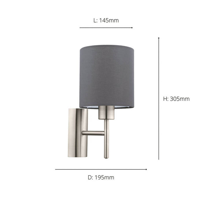 Eglo Pasteri Wall Light Grey - Image 3