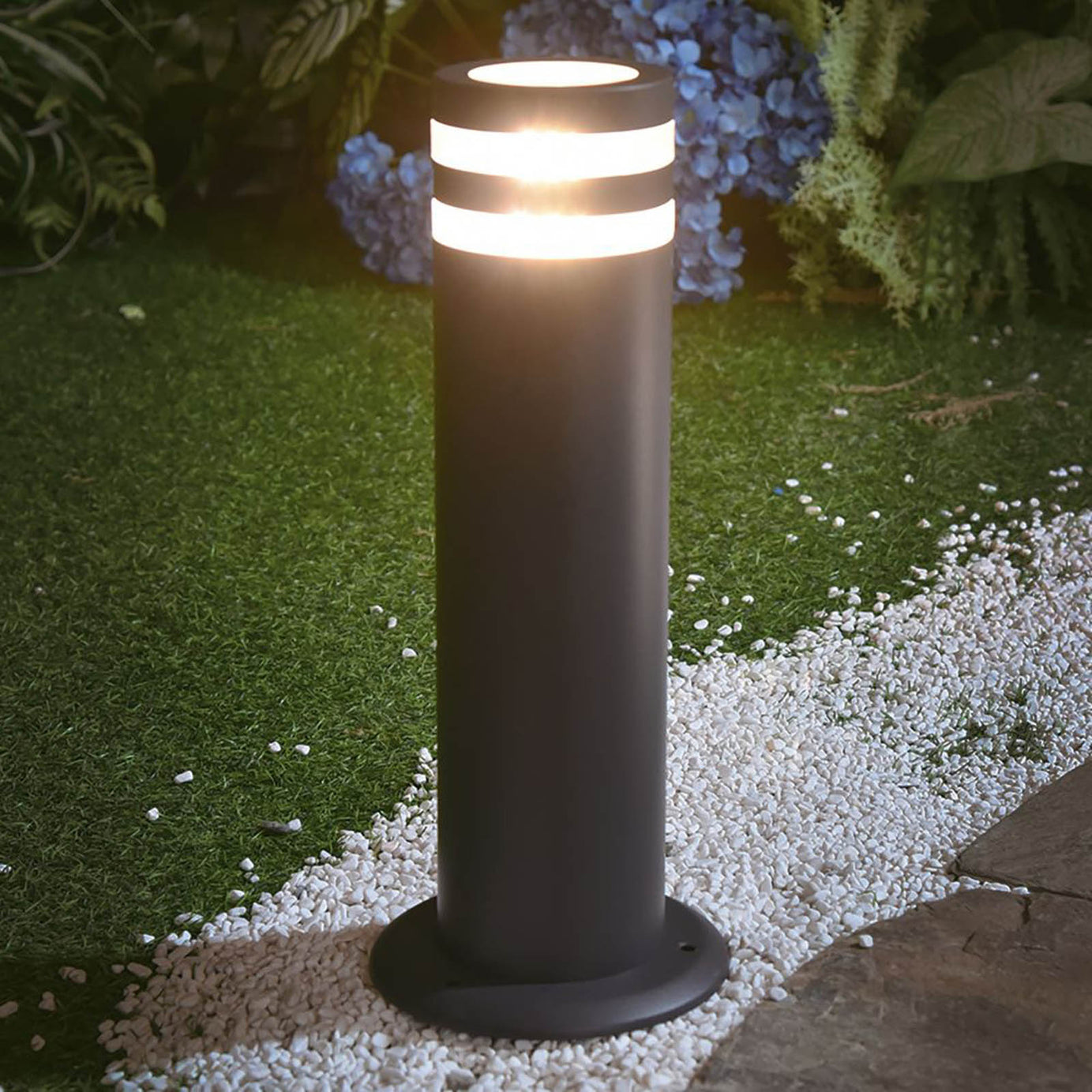 Lutec Outdoor Bollard Light Dark Grey Aluminium Impact Resistant Modern 400mm - Image 1