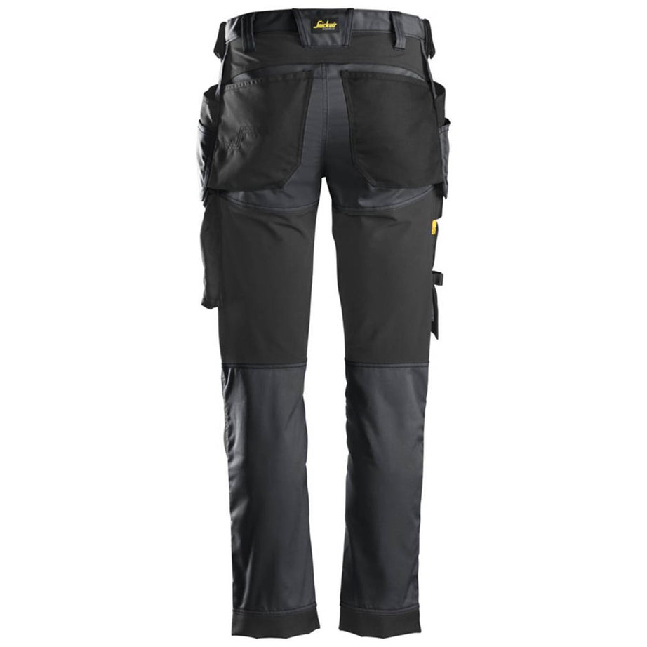 Snickers Mens Work Trousers Stretch Holster Pockets Slim Grey Black 35" W 30" L - Image 2