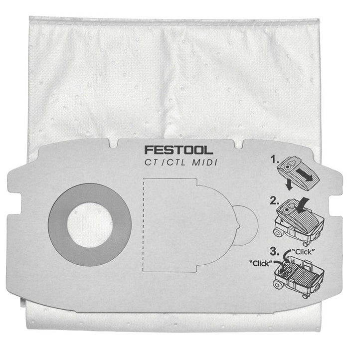 Festool Filter Bags For CTL MIDI Dust Extractors Self Clean Durable Pack Of 5 - Image 2