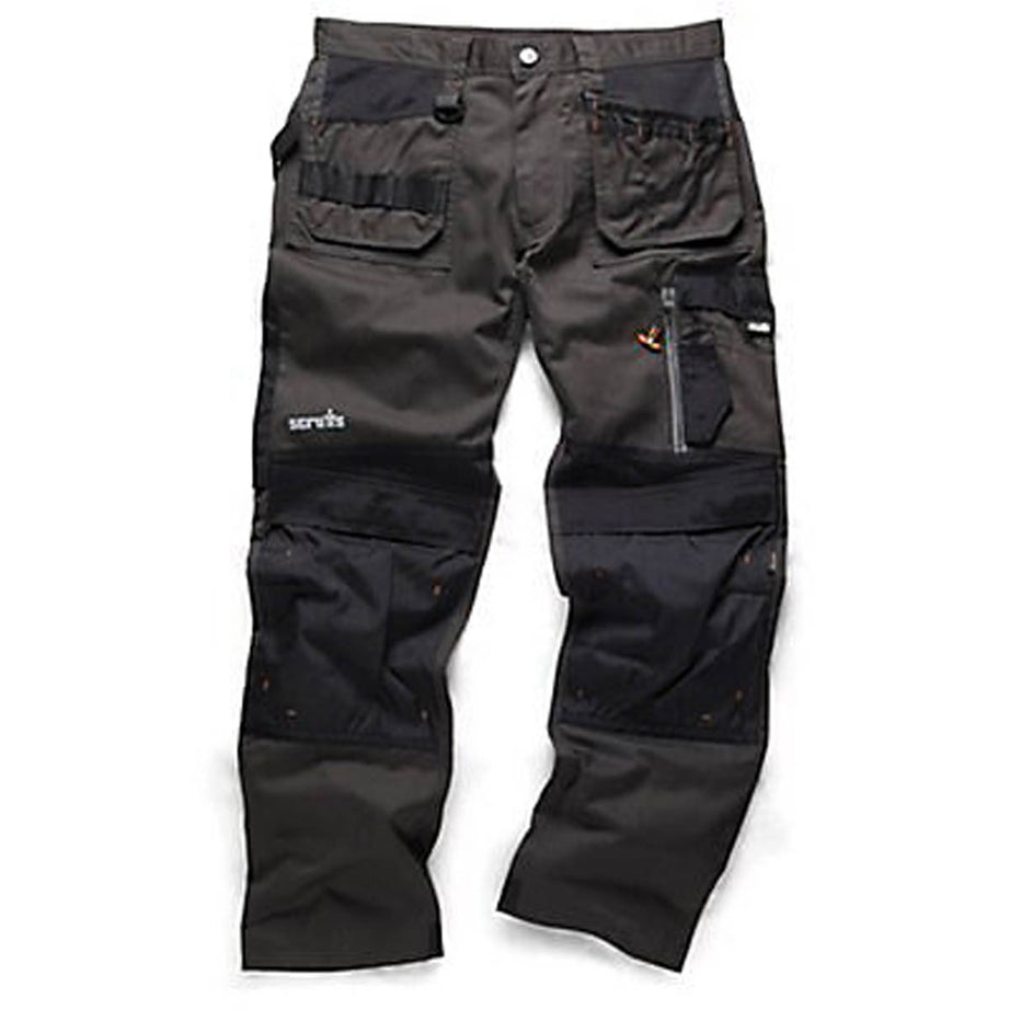Scruffs Work Trousers Mens Regular Fit Grey Multi Pockets Cargo W34" L31" - Image 1